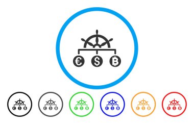 Para birimi yönetimi yuvarlak vektör simgesi