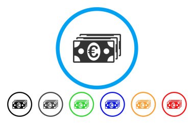 Euro banknot yuvarlak vektör simgesi