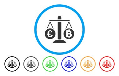 Euro Bitcoin denge ağırlığı vektör simge yuvarlak