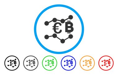 Euro Bitcoin grafikleri vektör simge yuvarlak