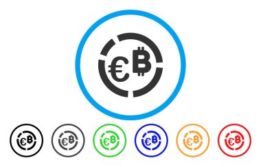 Euro Bitcoin diyagramı vektör simge yuvarlak