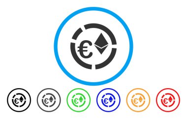 Euro Ethereum diyagramı vektör simge yuvarlak