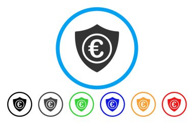 Euro koruma yuvarlak vektör simgesi
