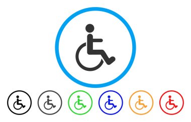 Engelli kişi yuvarlak vektör simgesi