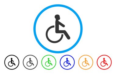 Tekerlekli sandalye yuvarlak vektör simgesi