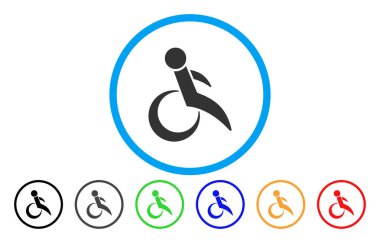 Tekerlekli sandalye yuvarlak vektör simgesi