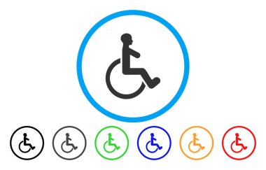 Tekerlekli sandalye yuvarlak vektör simgesi