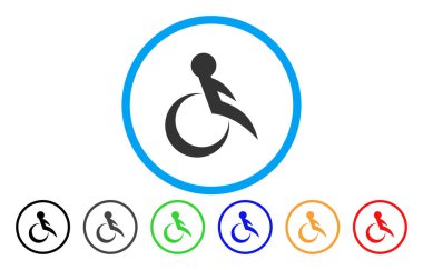 Tekerlekli sandalye yuvarlak vektör simgesi