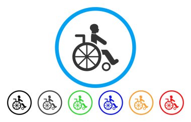 Tekerlekli sandalye yuvarlak vektör simgesi