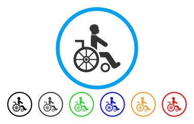 Tekerlekli sandalye yuvarlak vektör simgesi
