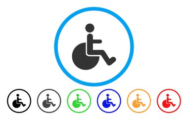 Tekerlekli sandalye yuvarlak vektör simgesi