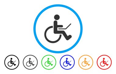 Tekerlekli sandalye yuvarlak vektör simgesi