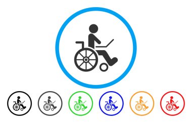 Tekerlekli sandalye yuvarlak vektör simgesi