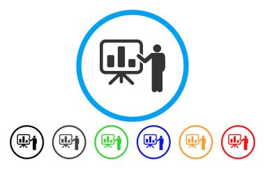 Çubuk grafik sunum yuvarlak vektör simgesi