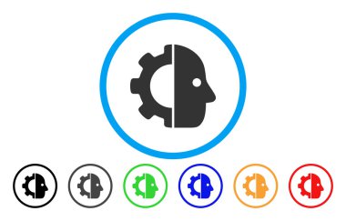 Cyborg dişli yuvarlak vektör simgesi