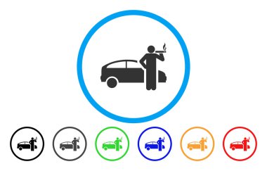 Taksi şoförü sigara vektör simge yuvarlak