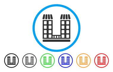 Şirket binaları yuvarlak vektör simgesi