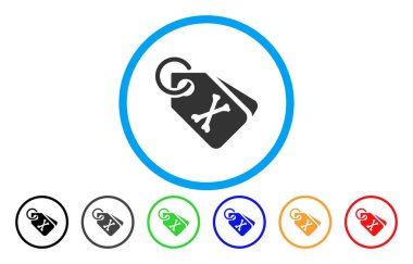 Ölüm Bones Etiketler vektör simge yuvarlak