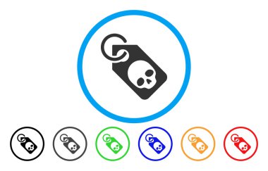 Ölüm kafatası etiketi vektör simge yuvarlak