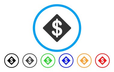 Doları Rhombus yuvarlak vektör simgesi