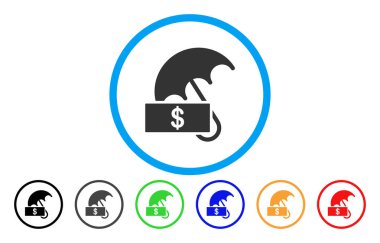 Doları şemsiye yuvarlak vektör simgesi