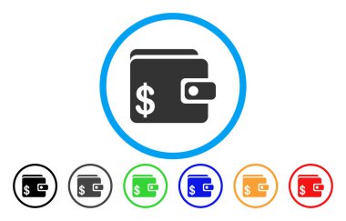 Doları cüzdan yuvarlak vektör simgesi