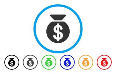 Para çantası yuvarlak vektör simgesi