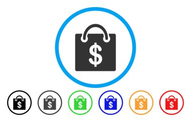 Alışveriş çantası yuvarlak vektör simgesi