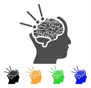 Beyin işlemi düz simgesi