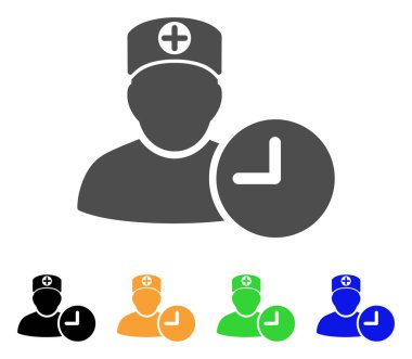 Doktor randevu saat düz simgesi