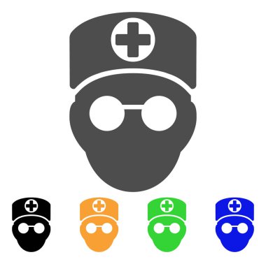 Doktor kafa düz simgesi