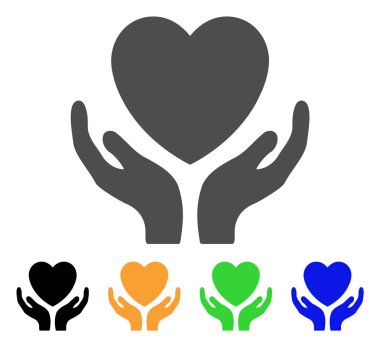 Kalp bakım el düz simgesi