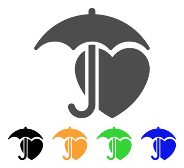 Kalp şemsiye koruma düz simgesi