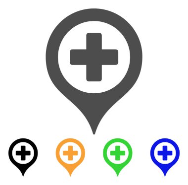 Hastane harita işaretleyici düz simgesi