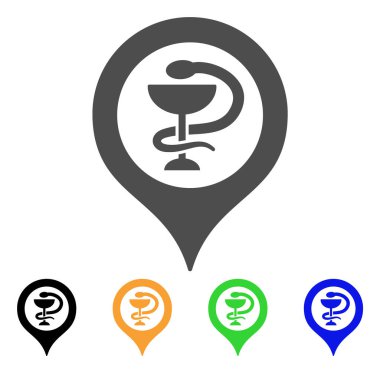 Hastane harita işaretleyici düz simgesi