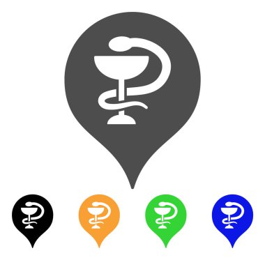 Hastane harita işaretleyici düz simgesi