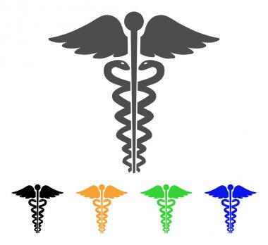 Tıbbi Caduceus amblemi düz simgesi