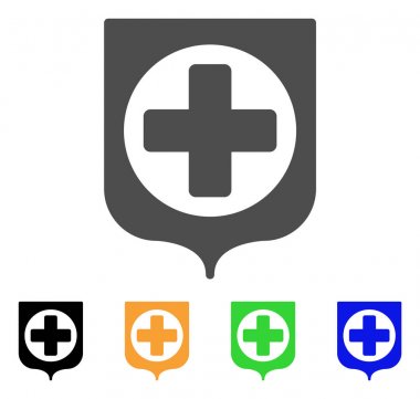 Tıbbi çapraz kalkan düz simgesi