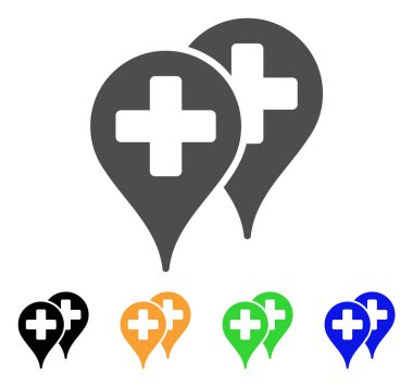 Tıbbi harita işaretleri düz simgesi