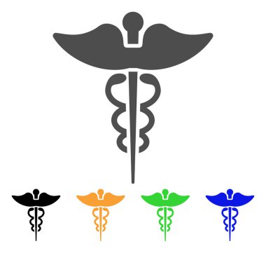 Tıp Caduceus sembol düz simgesini