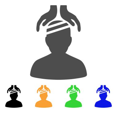 Psikiyatri hasta tedavi el düz simgesi