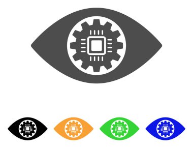 Robotik göz Lens düz simgesini