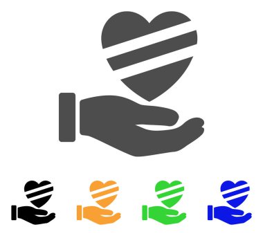 Hasta kalp bakım el düz simgesi