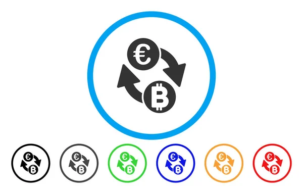 Euro Bitcoin Exchange Coins Rounded Vector Icon — Stock Vector