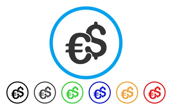 Euro Dollar Monnaie arrondie Icône vectorielle — Image vectorielle