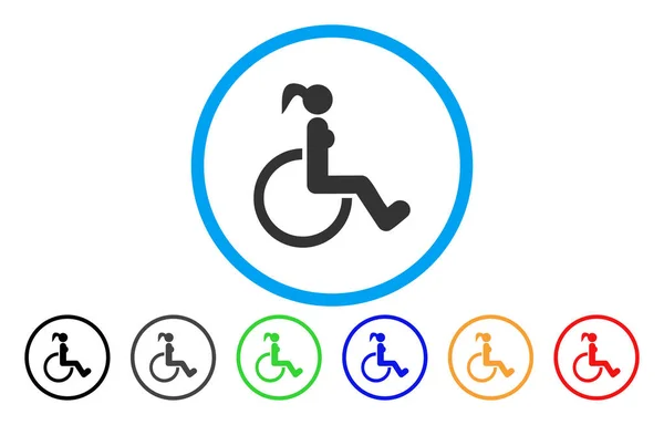 Ikona wektor zaokrąglona kobieta niepełnosprawnych — Wektor stockowy