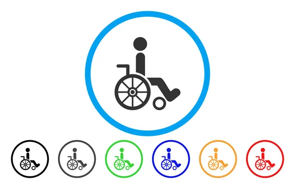Abgerundetes Vektorsymbol im Rollstuhl — Stockvektor