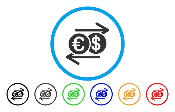 Dollar Euro Icône vectorielle arrondie de change — Image vectorielle
