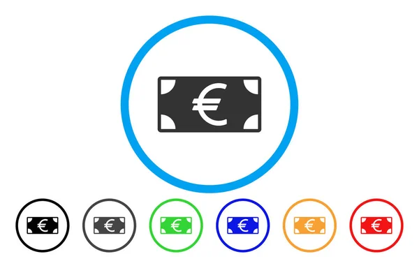 Euro Ícone de vetor redondo de notas de banco — Vetor de Stock
