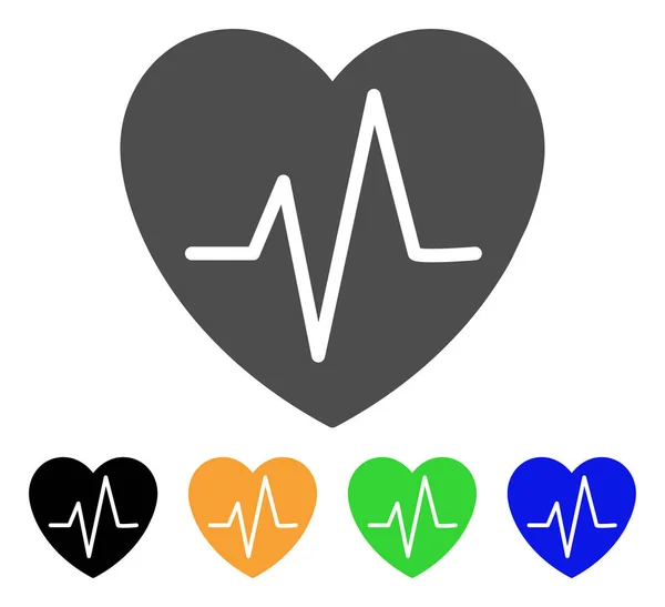 Cardiología Pulso cardíaco Icono plano — Vector de stock